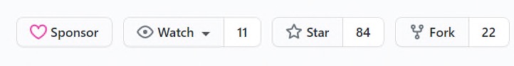 GitHub stats showing: 11 watchers, 84 stars, 22 forks